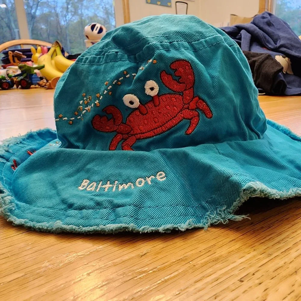 NWOT Kid Tees Aqua Baltimore Crab Bucket Hat Size 6-12 Months